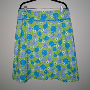 Lilly Pulitzer Vintage Escargot Snail Print A-line Skirt Y2K sz 14